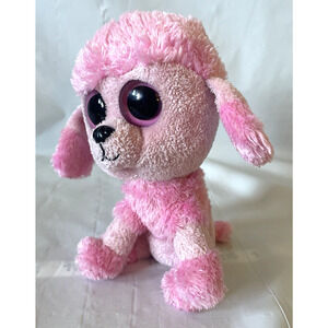 Ty Beanie Boo PRINCESS Pink POODLE Dog 6" solid eyes Purple Tag